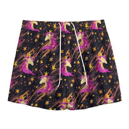 Star Fairy Unicorn Pattern Print Mesh Shorts