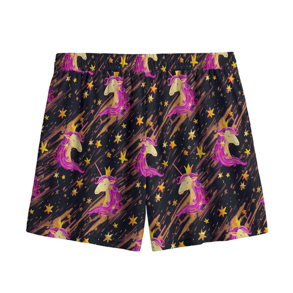 Star Fairy Unicorn Pattern Print Mesh Shorts