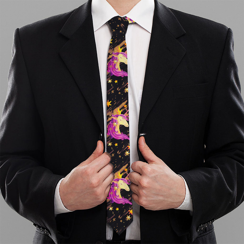 Star Fairy Unicorn Pattern Print Necktie