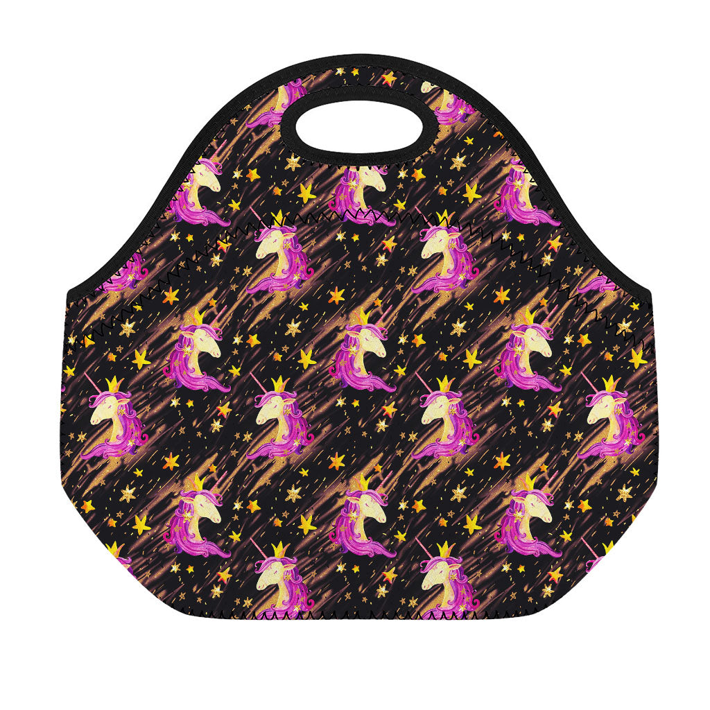 Star Fairy Unicorn Pattern Print Neoprene Lunch Bag