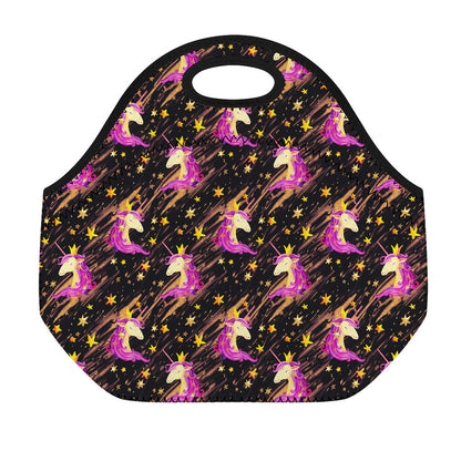 Star Fairy Unicorn Pattern Print Neoprene Lunch Bag