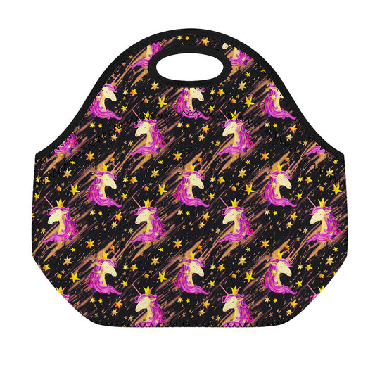Star Fairy Unicorn Pattern Print Neoprene Lunch Bag