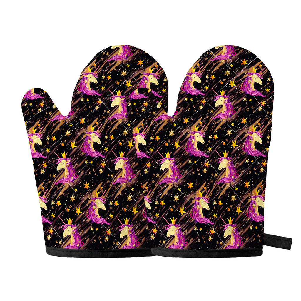 Star Fairy Unicorn Pattern Print Oven Mitts