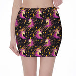 Star Fairy Unicorn Pattern Print Pencil Mini Skirt
