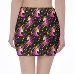 Star Fairy Unicorn Pattern Print Pencil Mini Skirt