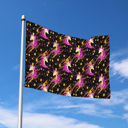 Star Fairy Unicorn Pattern Print Polyester Flag