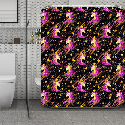 Star Fairy Unicorn Pattern Print Polyester Shower Curtain