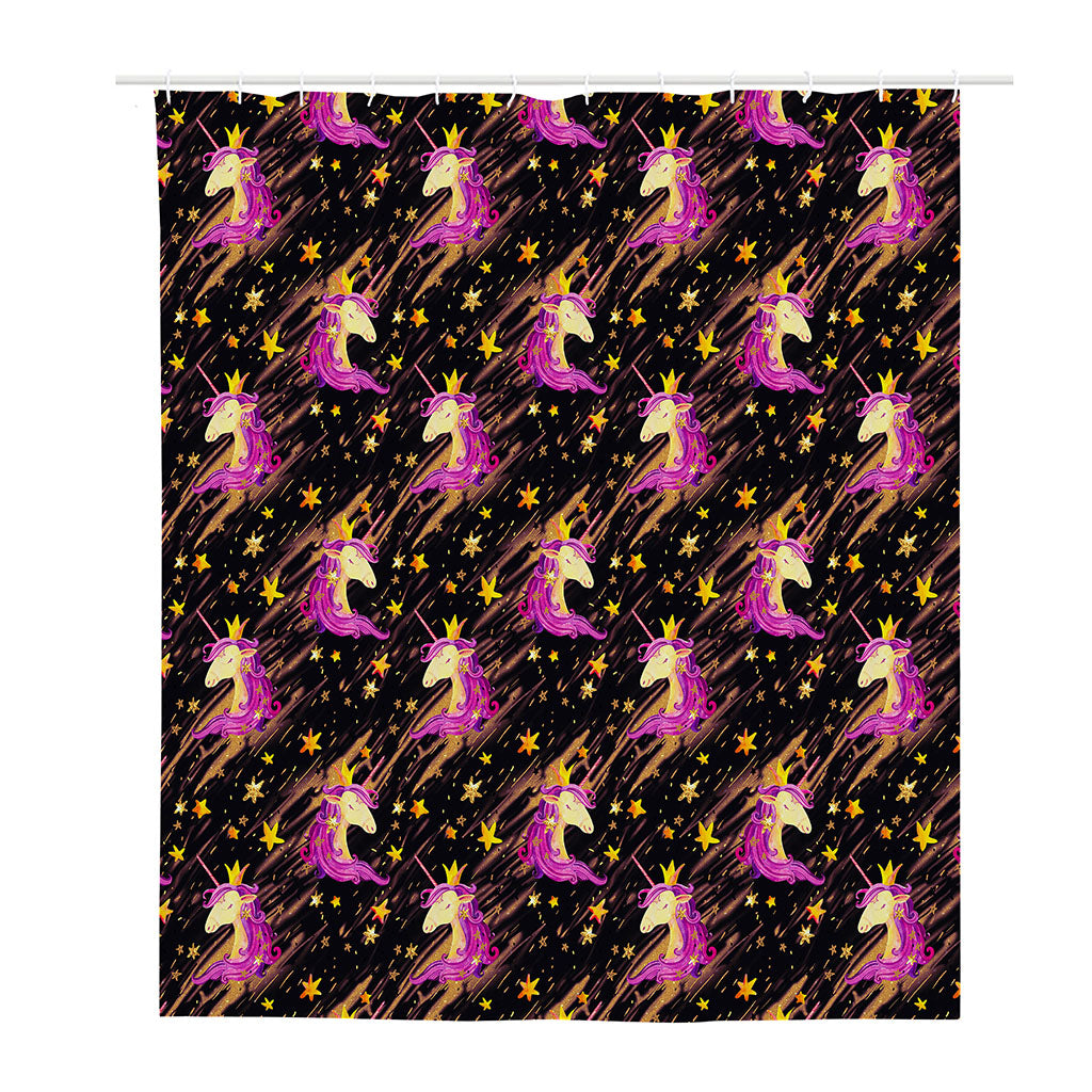 Star Fairy Unicorn Pattern Print Polyester Shower Curtain