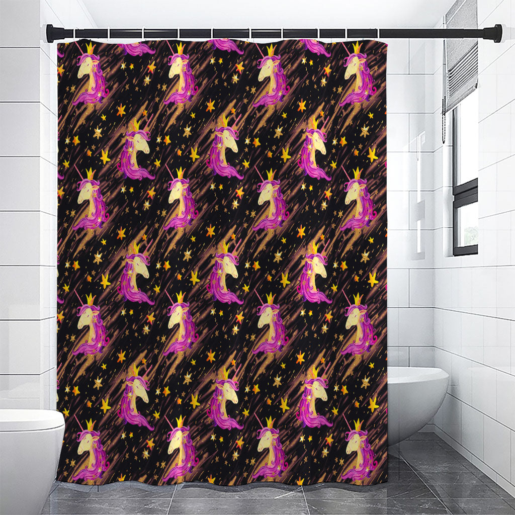 Star Fairy Unicorn Pattern Print Premium Shower Curtain