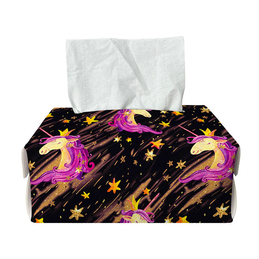 Star Fairy Unicorn Pattern Print Rectangle Tissue Box Cover