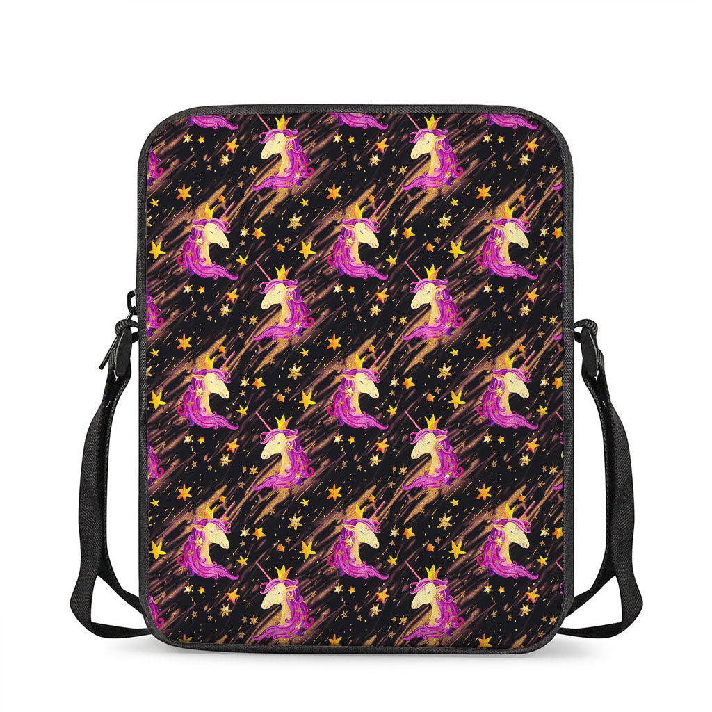 Star Fairy Unicorn Pattern Print Rectangular Crossbody Bag