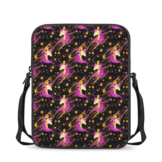 Star Fairy Unicorn Pattern Print Rectangular Crossbody Bag