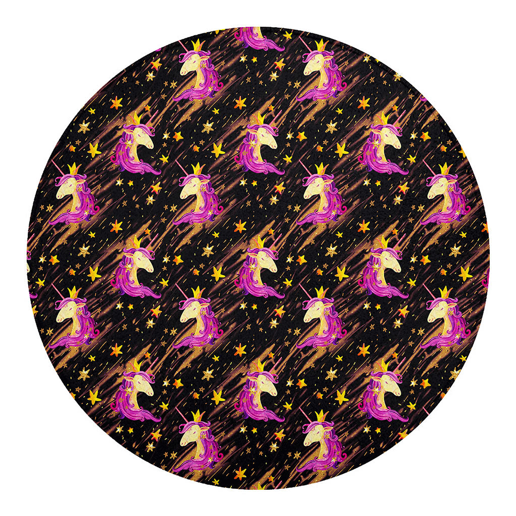 Star Fairy Unicorn Pattern Print Round Blanket