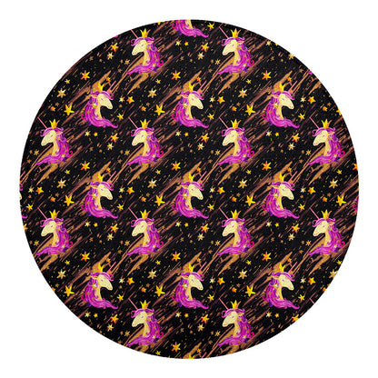 Star Fairy Unicorn Pattern Print Round Blanket
