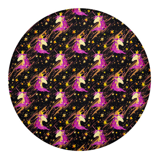 Star Fairy Unicorn Pattern Print Round Blanket