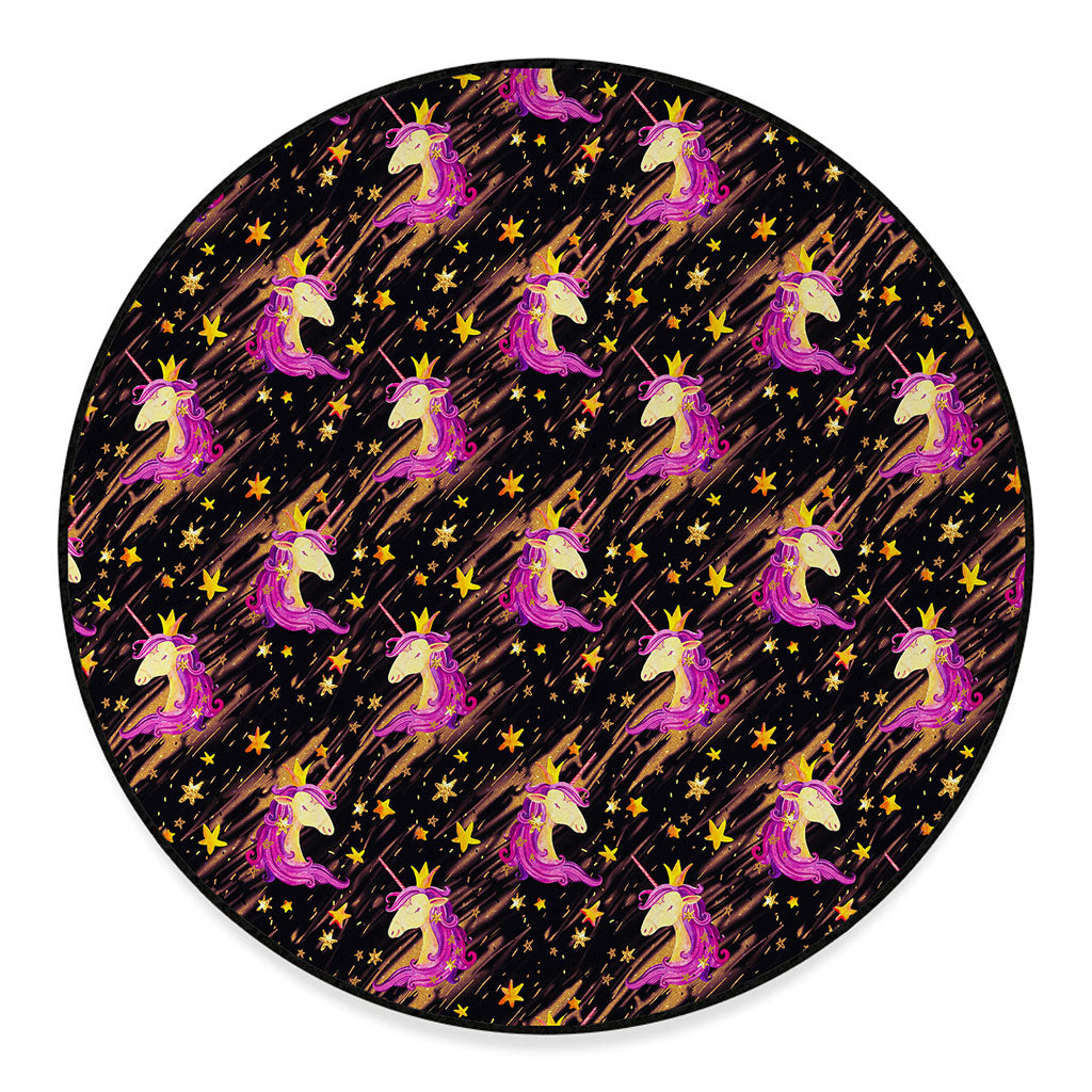 Star Fairy Unicorn Pattern Print Round Floor Mat