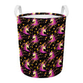 Star Fairy Unicorn Pattern Print Round Laundry Basket