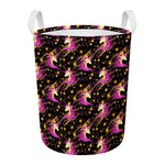 Star Fairy Unicorn Pattern Print Round Laundry Basket
