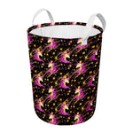 Star Fairy Unicorn Pattern Print Round Laundry Basket