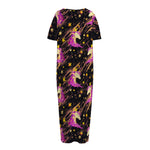 Star Fairy Unicorn Pattern Print Short Sleeve Long Nightdress