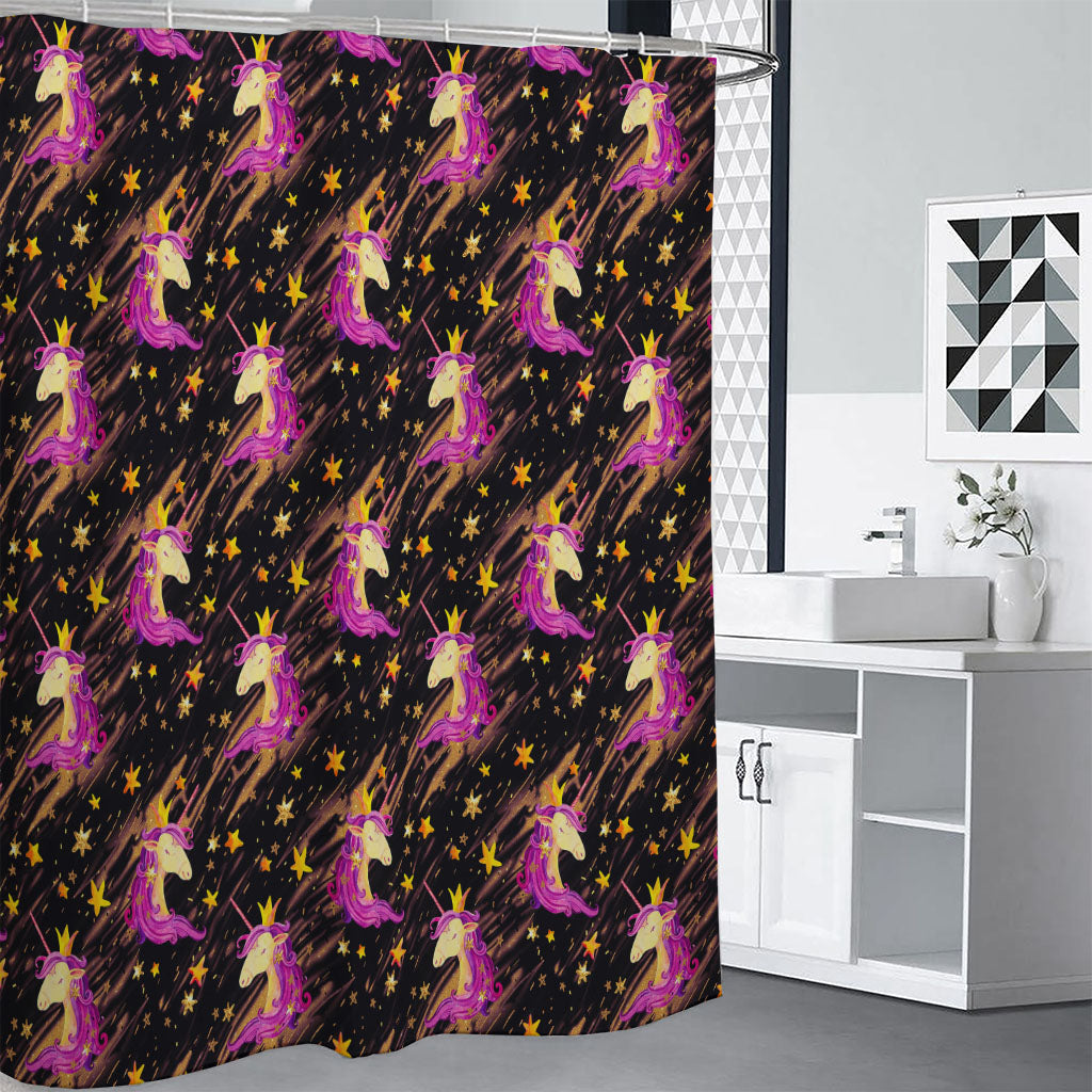Star Fairy Unicorn Pattern Print Shower Curtain