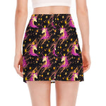 Star Fairy Unicorn Pattern Print Side Slit Mini Skirt