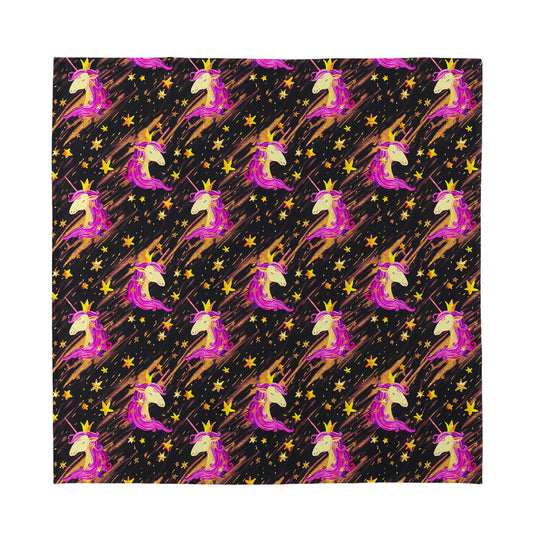 Star Fairy Unicorn Pattern Print Silk Bandana