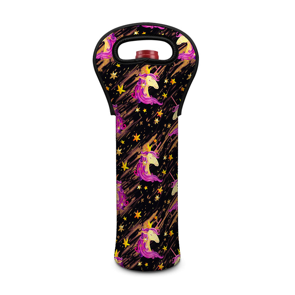 Star Fairy Unicorn Pattern Print Single Neoprene Wine Tote