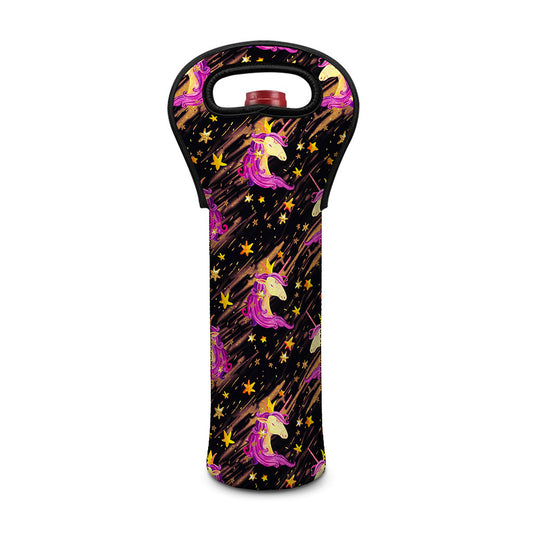 Star Fairy Unicorn Pattern Print Single Neoprene Wine Tote