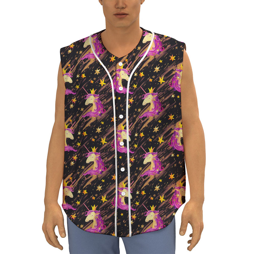 Star Fairy Unicorn Pattern Print Sleeveless Baseball Jersey
