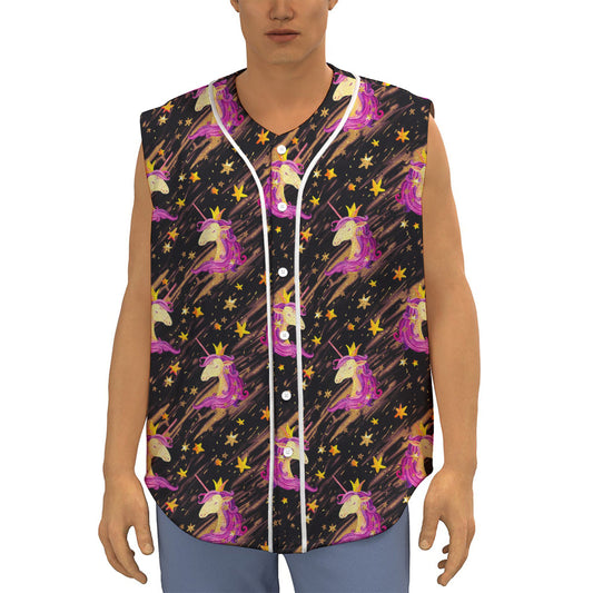 Star Fairy Unicorn Pattern Print Sleeveless Baseball Jersey