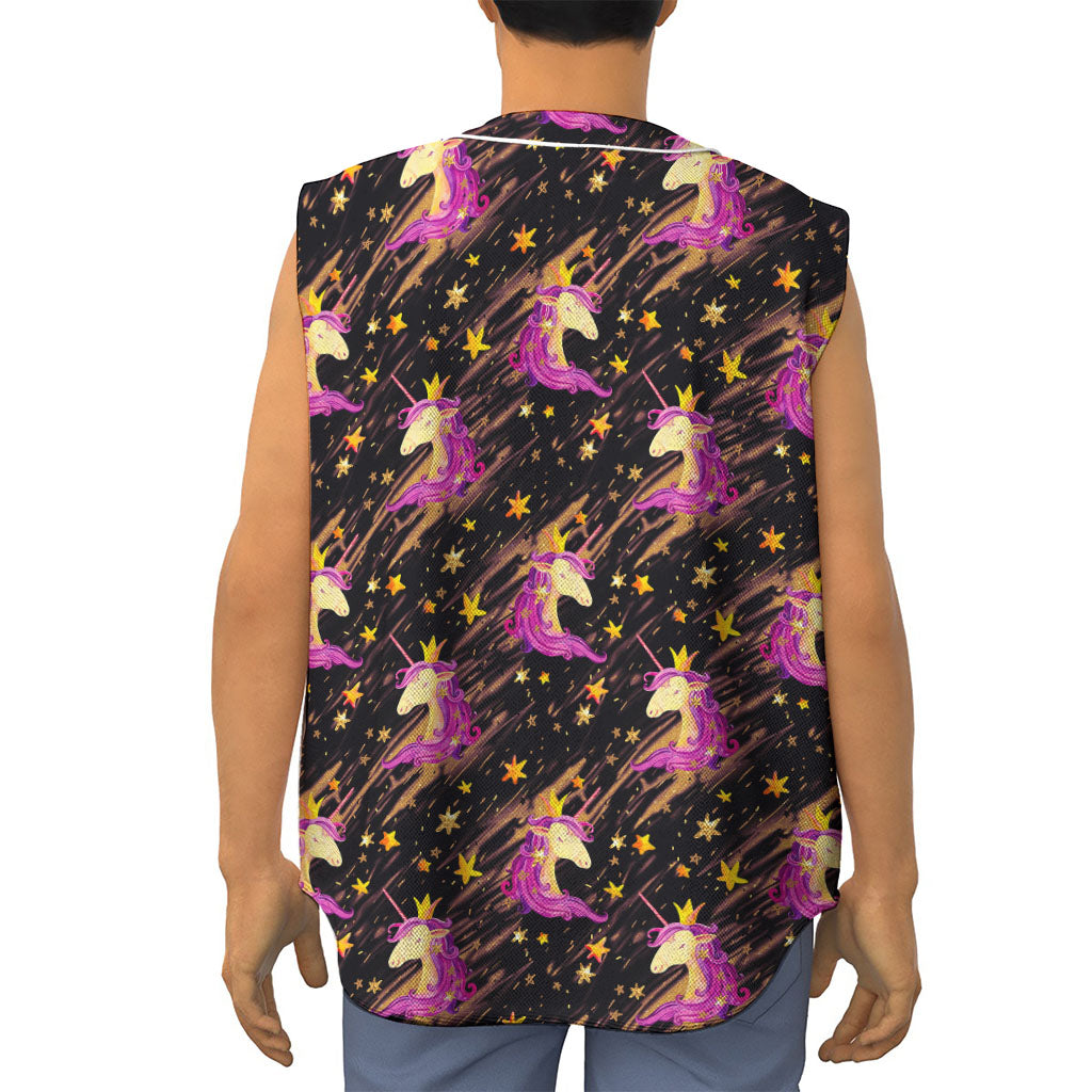 Star Fairy Unicorn Pattern Print Sleeveless Baseball Jersey