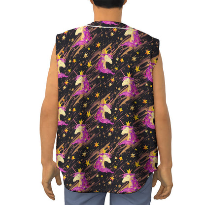 Star Fairy Unicorn Pattern Print Sleeveless Baseball Jersey