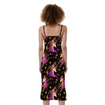 Star Fairy Unicorn Pattern Print Slim Fit Midi Cami Dress