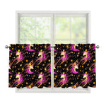 Star Fairy Unicorn Pattern Print Tier Curtains
