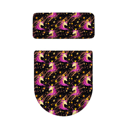Star Fairy Unicorn Pattern Print Toilet Lid And Tank Cover Set