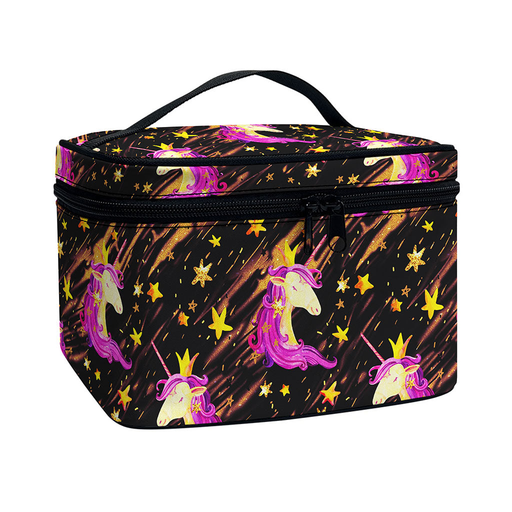 Star Fairy Unicorn Pattern Print Travel Makeup Bag