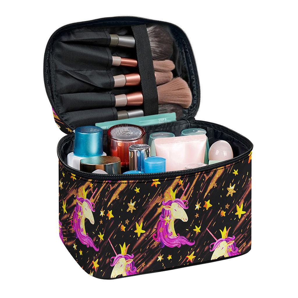 Star Fairy Unicorn Pattern Print Travel Makeup Bag