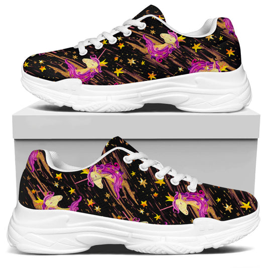 Star Fairy Unicorn Pattern Print White Chunky Shoes