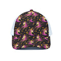 Star Fairy Unicorn Pattern Print White Mesh Trucker Hat