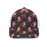 Star Fairy Unicorn Pattern Print White Mesh Trucker Cap