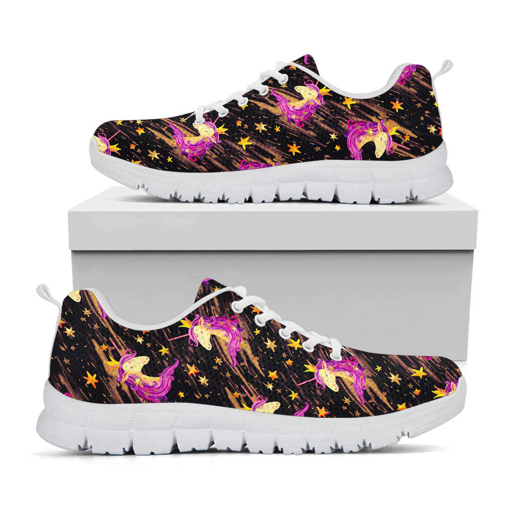 Star Fairy Unicorn Pattern Print White Running Shoes