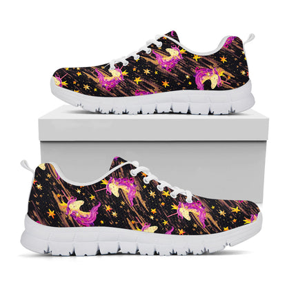 Star Fairy Unicorn Pattern Print White Running Shoes