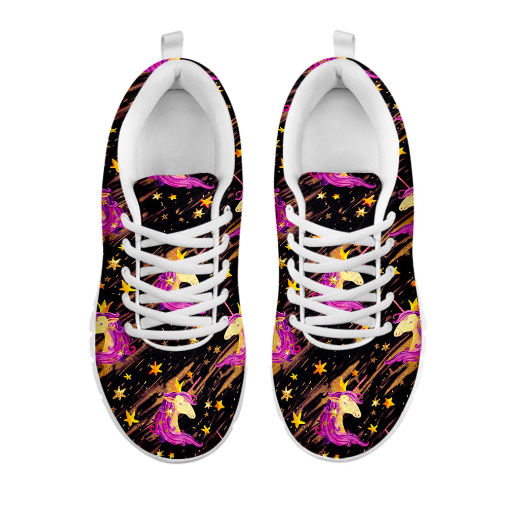 Star Fairy Unicorn Pattern Print White Running Shoes