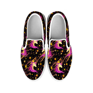 Star Fairy Unicorn Pattern Print White Slip On Sneakers