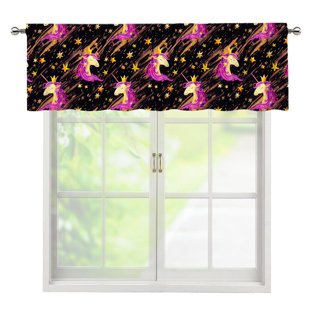 Star Fairy Unicorn Pattern Print Window Valance