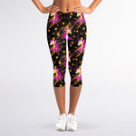 Star Fairy Unicorn Pattern Print Women's Capri Leggings