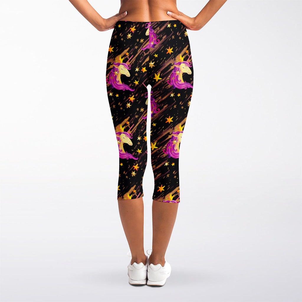 Star Fairy Unicorn Pattern Print Women's Capri Leggings