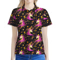 Star Fairy Unicorn Pattern Print Women's Polo Shirt