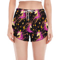 Star Fairy Unicorn Pattern Print Women's Split Running Shorts